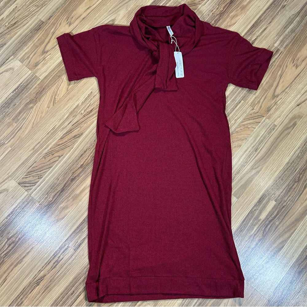 Dear Scarlett Relaxed Fit Ribbed Maxi Dress Size XL Color Wine Oversiz New W/Tag